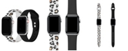 Posh Tech Men's and Women's White Cheetah and Black Silicone Band for Apple Watch 42mm
